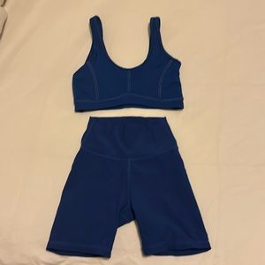Wilo cobalt blue SMALL bra top and X-SMALL shorts work out set